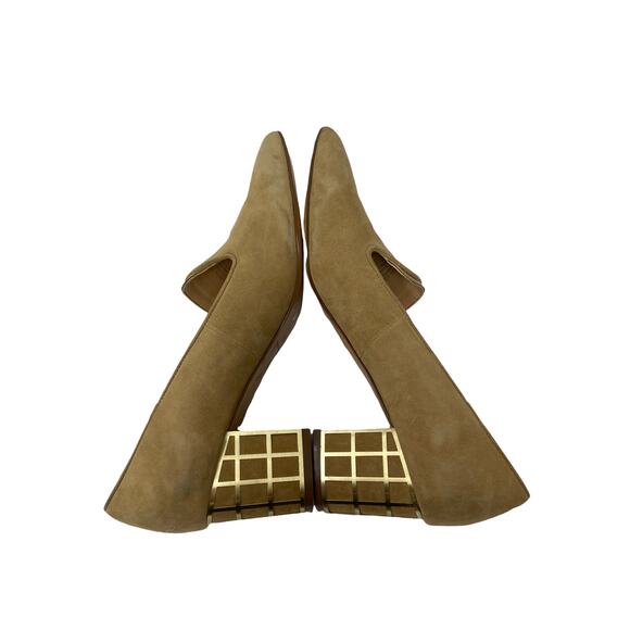 B Brian Atwood Pumps Womens 10 Karina Heels Tan Suede Embellished Pointed Toe - Picture 8 of 12